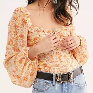 Free People Mabel Floral Printed Blouse Medium